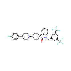 O=C(NCc1cc(C(F)(F)F)cc(C(F)(F)F)c1)[C@]1(c2ccccc2)CC[C@@H](N2CCC(c3ccc(F)cc3)CC2)CC1 ZINC000100801930