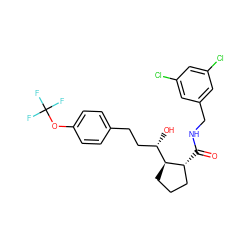 O=C(NCc1cc(Cl)cc(Cl)c1)[C@@H]1CCC[C@H]1[C@@H](O)CCc1ccc(OC(F)(F)F)cc1 ZINC000028572132