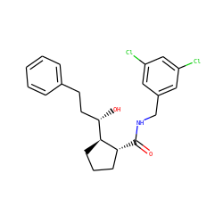 O=C(NCc1cc(Cl)cc(Cl)c1)[C@@H]1CCC[C@H]1[C@@H](O)CCc1ccccc1 ZINC000028571287
