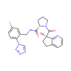 O=C(NCc1cc(Cl)ccc1-n1cnnn1)[C@@H]1CCCN1C(=O)[C@]1(O)CCc2cccnc21 ZINC000209414306