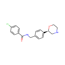 O=C(NCc1ccc([C@@H]2CNCCO2)cc1)c1ccc(Cl)cc1 ZINC000117717757