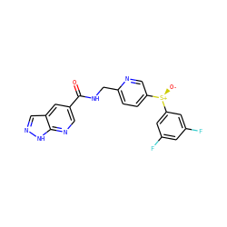 O=C(NCc1ccc([S@@+]([O-])c2cc(F)cc(F)c2)cn1)c1cnc2[nH]ncc2c1 ZINC000223396930