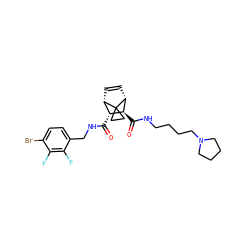 O=C(NCc1ccc(Br)c(F)c1F)[C@@H]1[C@@H]2C=C[C@H]([C@H]1C(=O)NCCCCN1CCCC1)C21CC1 ZINC000168372930