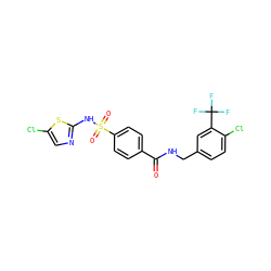 O=C(NCc1ccc(Cl)c(C(F)(F)F)c1)c1ccc(S(=O)(=O)Nc2ncc(Cl)s2)cc1 ZINC000095582637