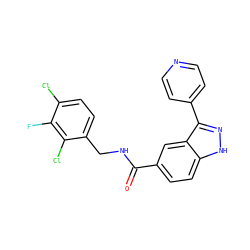 O=C(NCc1ccc(Cl)c(F)c1Cl)c1ccc2[nH]nc(-c3ccncc3)c2c1 ZINC000653849923