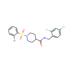 O=C(NCc1ccc(Cl)cc1Cl)C1CCN(S(=O)(=O)c2ccccc2Br)CC1 ZINC000040896478