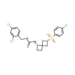 O=C(NCc1ccc(Cl)cc1Cl)N[C@H]1CCC12CN(S(=O)(=O)c1ccc(Cl)cc1)C2 ZINC000205434908