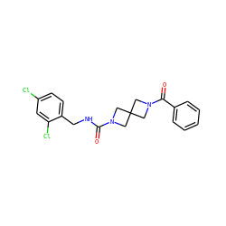 O=C(NCc1ccc(Cl)cc1Cl)N1CC2(C1)CN(C(=O)c1ccccc1)C2 ZINC000205429530