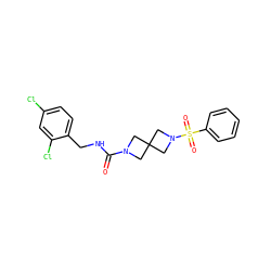 O=C(NCc1ccc(Cl)cc1Cl)N1CC2(C1)CN(S(=O)(=O)c1ccccc1)C2 ZINC000219272870