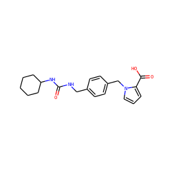 O=C(NCc1ccc(Cn2cccc2C(=O)O)cc1)NC1CCCCC1 ZINC000095571665