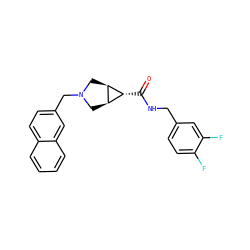 O=C(NCc1ccc(F)c(F)c1)[C@@H]1[C@H]2CN(Cc3ccc4ccccc4c3)C[C@H]21 ZINC000101064119