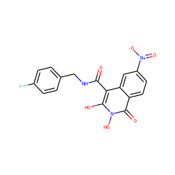 O=C(NCc1ccc(F)cc1)c1c(O)n(O)c(=O)c2ccc([N+](=O)[O-])cc12 ZINC000169349219