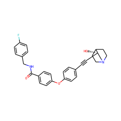 O=C(NCc1ccc(F)cc1)c1ccc(Oc2ccc(C#C[C@]3(O)CN4CCC3CC4)cc2)cc1 ZINC000073240467