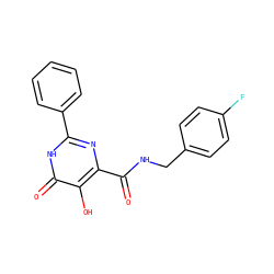 O=C(NCc1ccc(F)cc1)c1nc(-c2ccccc2)[nH]c(=O)c1O ZINC000205693910