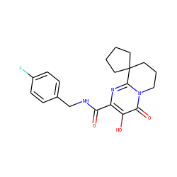 O=C(NCc1ccc(F)cc1)c1nc2n(c(=O)c1O)CCCC21CCCC1 ZINC000035931288
