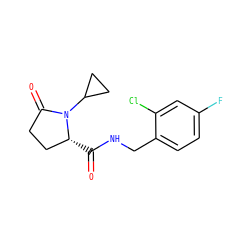 O=C(NCc1ccc(F)cc1Cl)[C@@H]1CCC(=O)N1C1CC1 ZINC000095565361