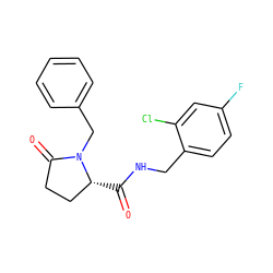 O=C(NCc1ccc(F)cc1Cl)[C@@H]1CCC(=O)N1Cc1ccccc1 ZINC000058576524