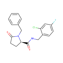 O=C(NCc1ccc(F)cc1Cl)[C@H]1CCC(=O)N1Cc1ccccc1 ZINC000095565725