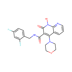 O=C(NCc1ccc(F)cc1F)c1c(N2CCOCC2)c2cccnc2n(O)c1=O ZINC000169352004