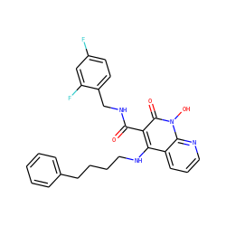 O=C(NCc1ccc(F)cc1F)c1c(NCCCCc2ccccc2)c2cccnc2n(O)c1=O ZINC000169352009