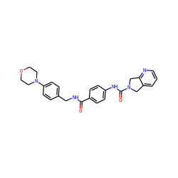 O=C(NCc1ccc(N2CCOCC2)cc1)c1ccc(NC(=O)N2Cc3cccnc3C2)cc1 ZINC000166908686