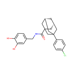 O=C(NCc1ccc(O)c(O)c1)C12C[C@H]3C[C@@H](C1)CC(c1ccc(Cl)cc1)(C3)C2 ZINC000034845924