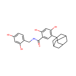 O=C(NCc1ccc(O)cc1O)c1cc(C23CC4CC(CC(C4)C2)C3)c(O)cc1O ZINC000084615332