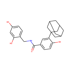 O=C(NCc1ccc(O)cc1O)c1ccc(O)c(C23CC4CC(CC(C4)C2)C3)c1 ZINC000084605166