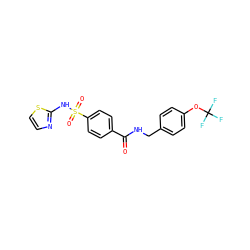 O=C(NCc1ccc(OC(F)(F)F)cc1)c1ccc(S(=O)(=O)Nc2nccs2)cc1 ZINC000149487792