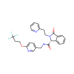 O=C(NCc1ccc(OCCC(F)(F)F)nc1)[C@H]1c2ccccc2C(=O)N1CCc1ccccn1 ZINC000095553223