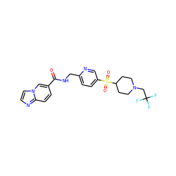 O=C(NCc1ccc(S(=O)(=O)C2CCN(CC(F)(F)F)CC2)cn1)c1ccc2nccn2c1 ZINC001772586949