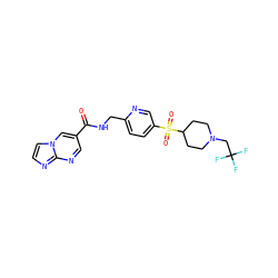 O=C(NCc1ccc(S(=O)(=O)C2CCN(CC(F)(F)F)CC2)cn1)c1cnc2nccn2c1 ZINC001772585381