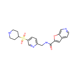 O=C(NCc1ccc(S(=O)(=O)C2CCNCC2)cn1)c1cc2ccncc2o1 ZINC000206013328