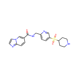 O=C(NCc1ccc(S(=O)(=O)C2CCNCC2)cn1)c1ccc2nccn2c1 ZINC000206013349