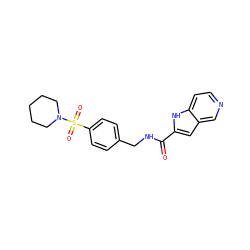 O=C(NCc1ccc(S(=O)(=O)N2CCCCC2)cc1)c1cc2cnccc2[nH]1 ZINC000095920764