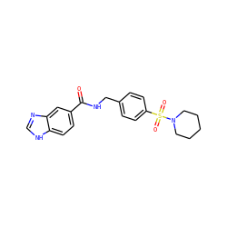 O=C(NCc1ccc(S(=O)(=O)N2CCCCC2)cc1)c1ccc2[nH]cnc2c1 ZINC000018160253