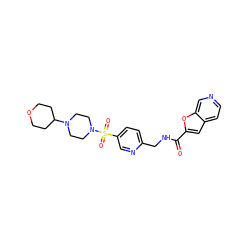 O=C(NCc1ccc(S(=O)(=O)N2CCN(C3CCOCC3)CC2)cn1)c1cc2ccncc2o1 ZINC001772599367