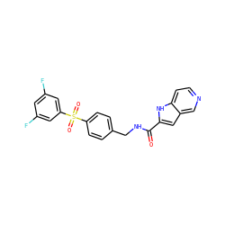 O=C(NCc1ccc(S(=O)(=O)c2cc(F)cc(F)c2)cc1)c1cc2cnccc2[nH]1 ZINC000096282770