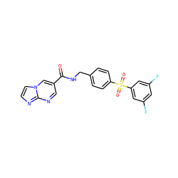 O=C(NCc1ccc(S(=O)(=O)c2cc(F)cc(F)c2)cc1)c1cnc2nccn2c1 ZINC000096282759