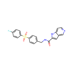 O=C(NCc1ccc(S(=O)(=O)c2ccc(F)cc2)cc1)c1cc2cnccc2[nH]1 ZINC000096282772