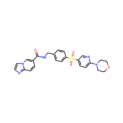 O=C(NCc1ccc(S(=O)(=O)c2ccc(N3CCOCC3)nc2)cc1)c1ccc2nccn2c1 ZINC000096282760