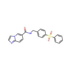 O=C(NCc1ccc(S(=O)(=O)c2ccccc2)cc1)c1ccc2nccn2c1 ZINC000096282791
