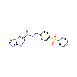 O=C(NCc1ccc(S(=O)(=O)c2ccccc2)cc1)c1cnc2nccn2c1 ZINC000096282786