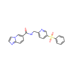 O=C(NCc1ccc(S(=O)(=O)c2ccccc2)cn1)c1ccc2nccn2c1 ZINC000205974149