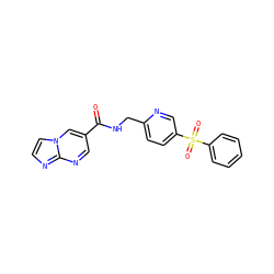 O=C(NCc1ccc(S(=O)(=O)c2ccccc2)cn1)c1cnc2nccn2c1 ZINC000205974128