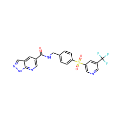 O=C(NCc1ccc(S(=O)(=O)c2cncc(C(F)(F)F)c2)cc1)c1cnc2[nH]ncc2c1 ZINC000169342472