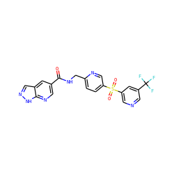 O=C(NCc1ccc(S(=O)(=O)c2cncc(C(F)(F)F)c2)cn1)c1cnc2[nH]ncc2c1 ZINC000205978496
