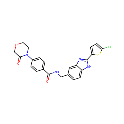 O=C(NCc1ccc2[nH]c(-c3ccc(Cl)s3)nc2c1)c1ccc(N2CCOCC2=O)cc1 ZINC000027207753