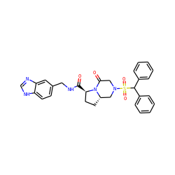 O=C(NCc1ccc2[nH]cnc2c1)[C@@H]1CC[C@H]2CN(S(=O)(=O)C(c3ccccc3)c3ccccc3)CC(=O)N21 ZINC000034689150