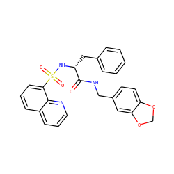 O=C(NCc1ccc2c(c1)OCO2)[C@@H](Cc1ccccc1)NS(=O)(=O)c1cccc2cccnc12 ZINC000020995028
